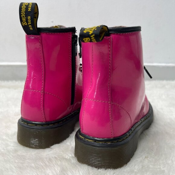 Dr. Martens Kid's Pink Delaney Softy T Leather Lace Up Boots Shoes Size 3 US - Picture 3 of 13